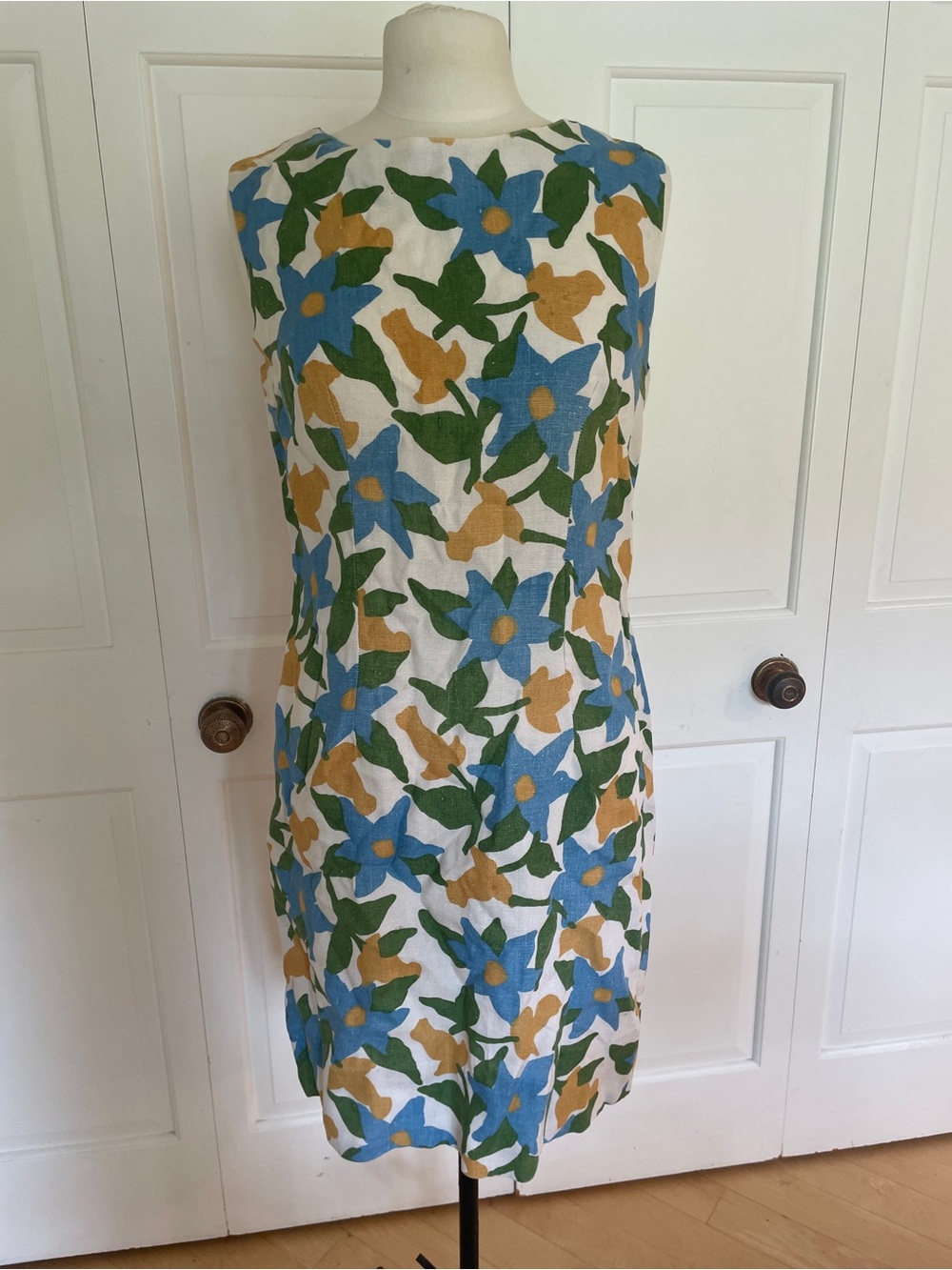 vintage 1960s floral shift dress Handmade Linen Blend